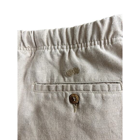 Caribbean Beige Linen Shorts Sz 48 Big Drawstring Elastic Waist 8.5" Inseam Mens - Picture 5 of 7